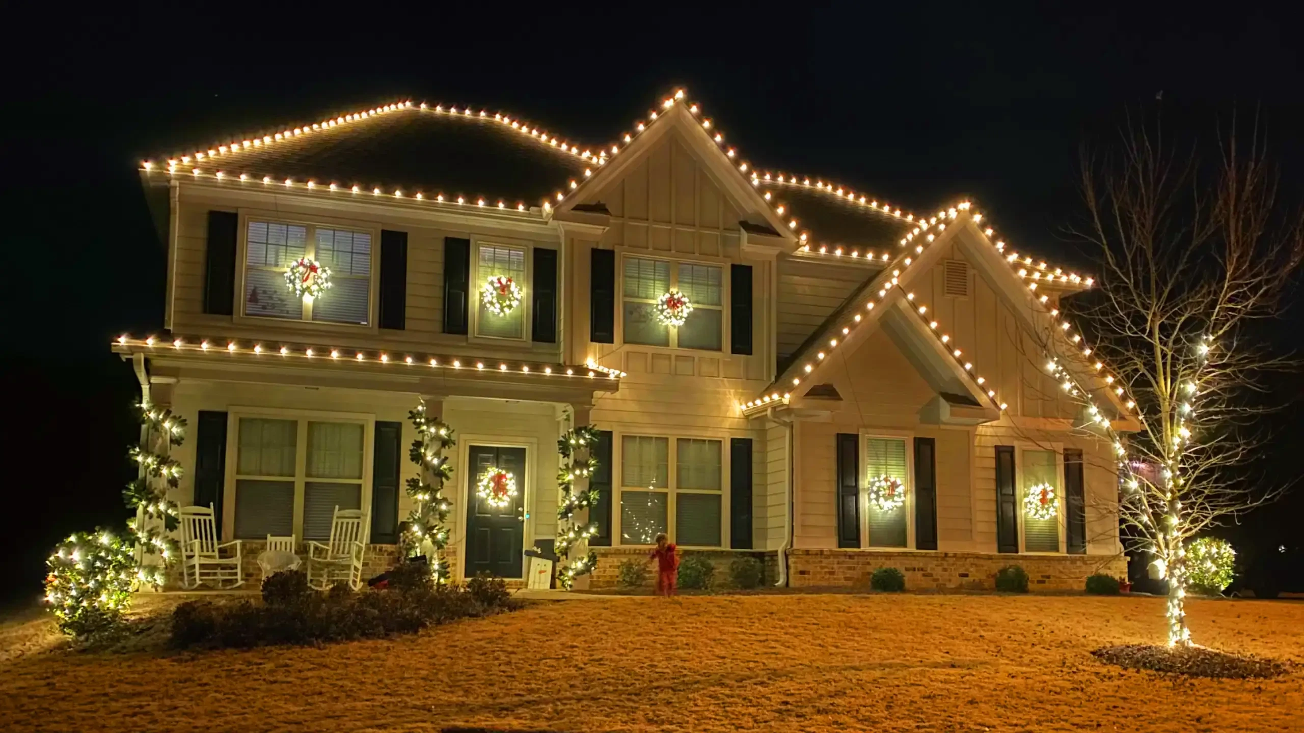 Luxury exterior Christmas lighting installation